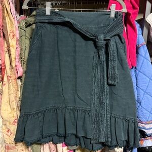 Anthropologie Teal A-Line Skirt with Tie Waist